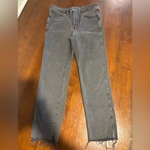 Madewell Gray Frayed Hem Stovepipe Jeans